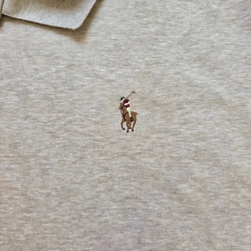 Ralph Lauren Polo Shirt Mens XXL Tan Embroidered Pony Logo Preppy Classic
